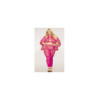 Ensemble Soutien-gorge et jupe longue en filet rose, grande taille 